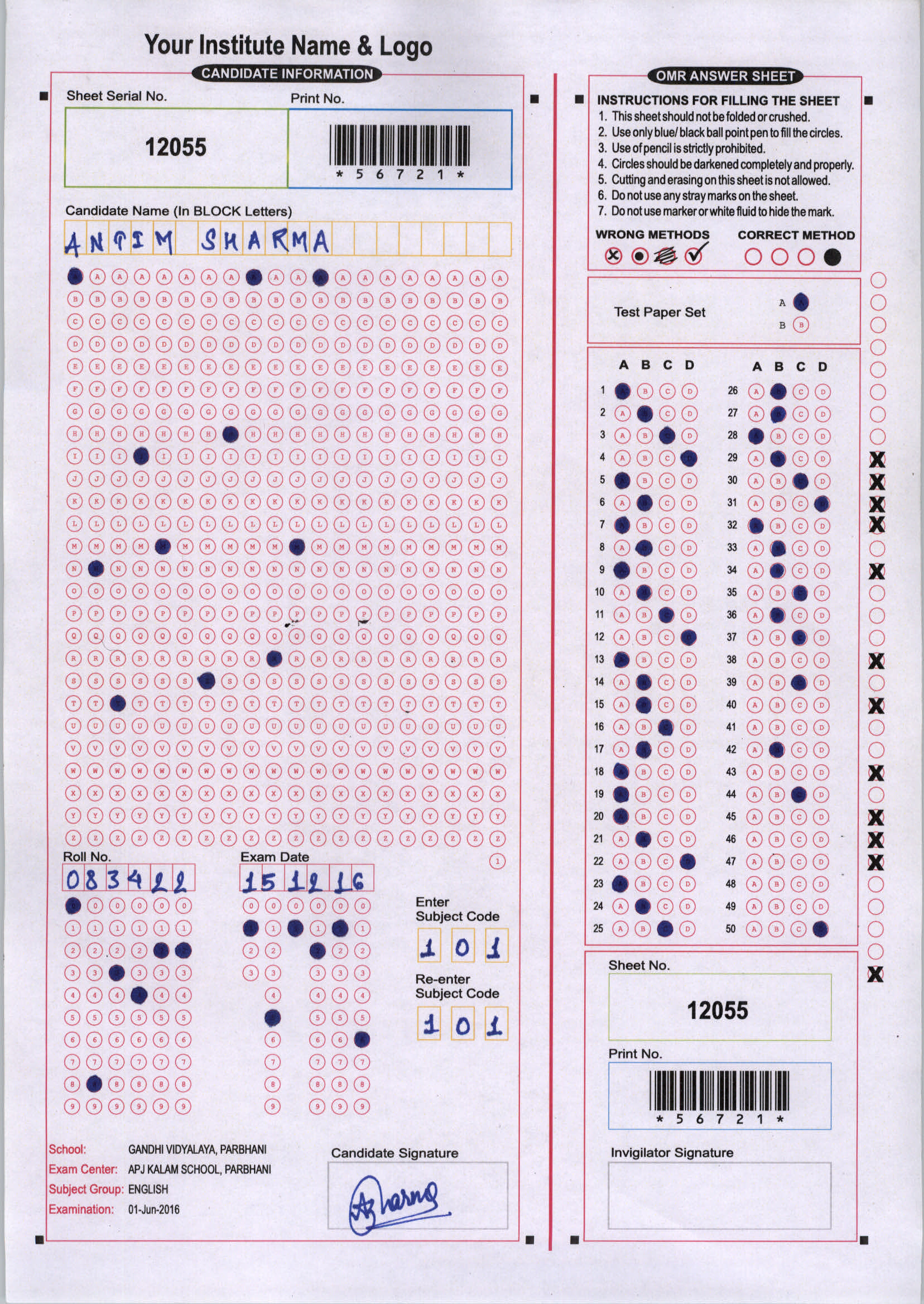 Sheet Scan ready for reading